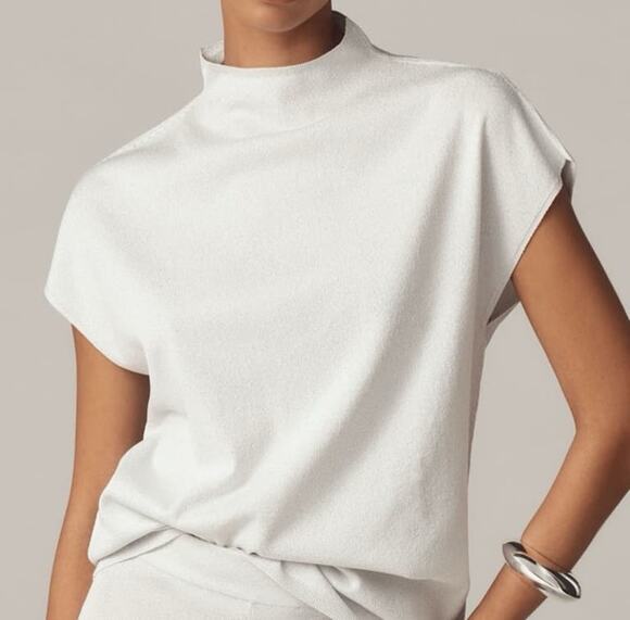 Pilcro Tops - Pilcro White Mock Neck Cap Sleeve Top